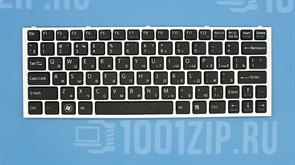 Клавиатура для ноутбука Sony VPC-YA, VPC-YB черная с серебристой рамкой 5954